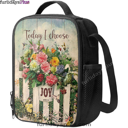 Today I Choose Joy Flower Pot Hummingbird Lunch Bag, Inspirational Lunch Bag, Christian Lunch Bag