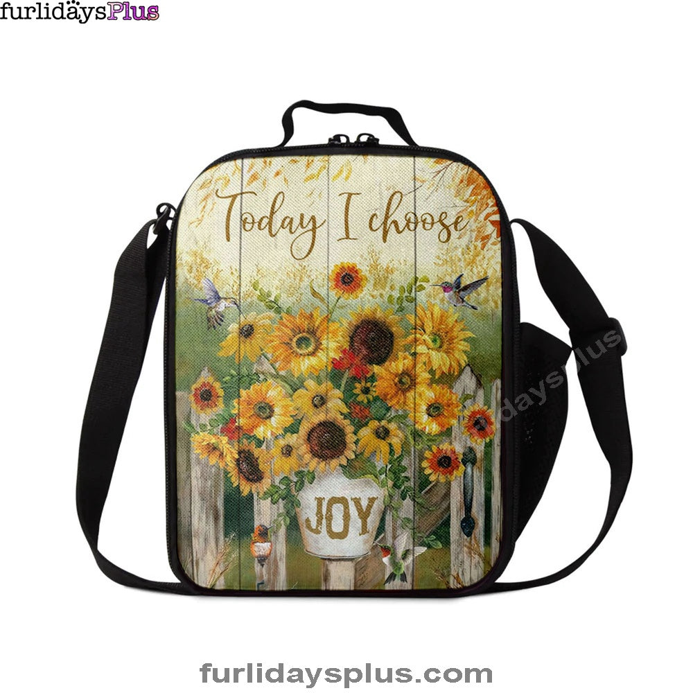 Today I Choose Joy Hummingbird Sunflower Lunchbag Lunch Bag, Bible Verse Lunchbag, Scripture Lunchbag