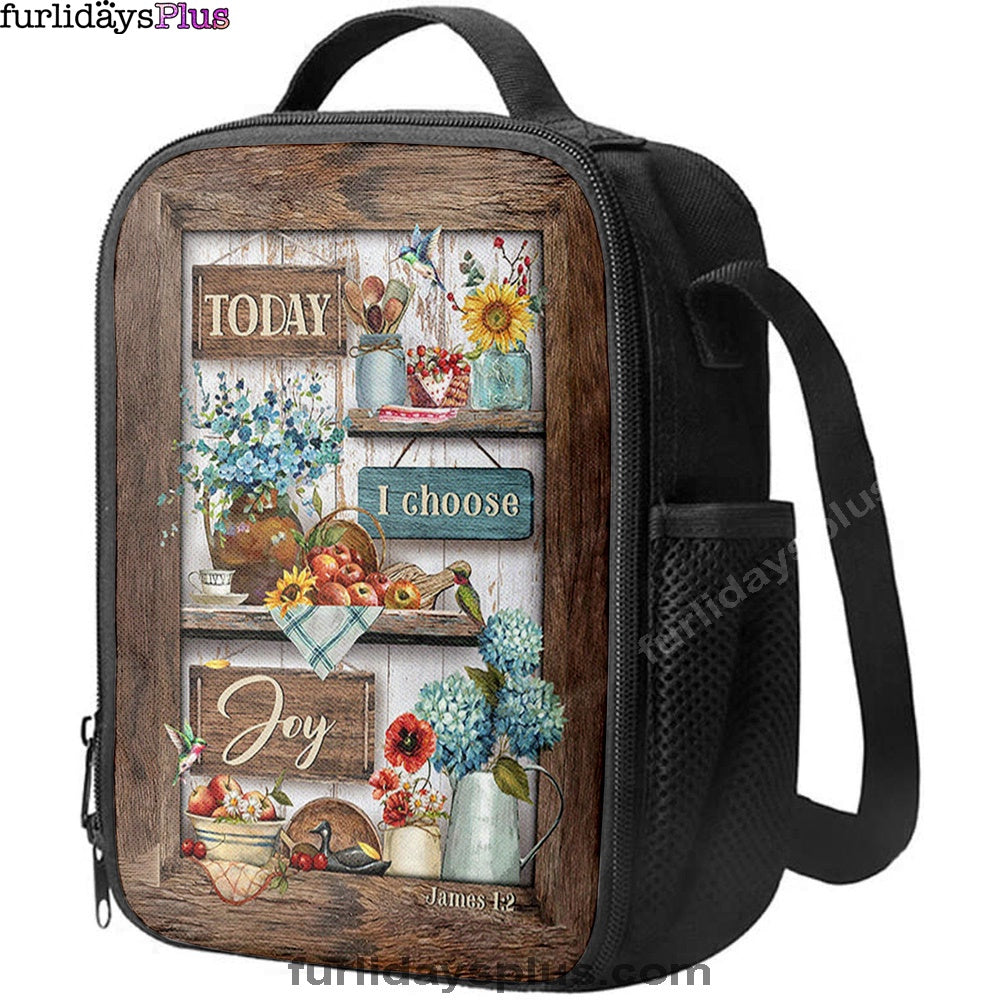 Today I Choose Joy Kitchen Blue Hydrangea Lunchbag Lunch Bag, Bible Verse Lunch Bag, Inspirational Art, Christian Lunchbag