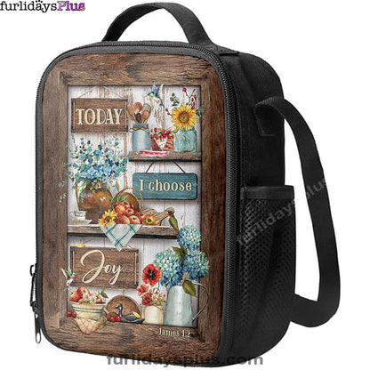 Today I Choose Joy Kitchen Blue Hydrangea Lunchbag Lunch Bag, Bible Verse Lunch Bag, Inspirational Art, Christian Lunchbag