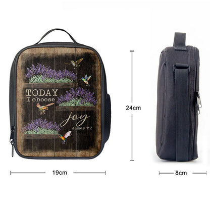 Today I Choose Joy Lavender Flower Hummingbird Lunch Bag, Inspirational Lunch Bag, Christian Lunch Bag
