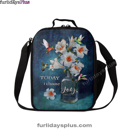 Today I Choose Joy Lily Hummingbird, Lunchbag Lunch Bag, Bible Verse Lunch Bag, Inspirational Art, Christian Lunchbag