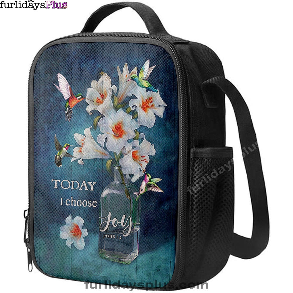 Today I Choose Joy Lily Hummingbird, Lunchbag Lunch Bag, Bible Verse Lunch Bag, Inspirational Art, Christian Lunchbag