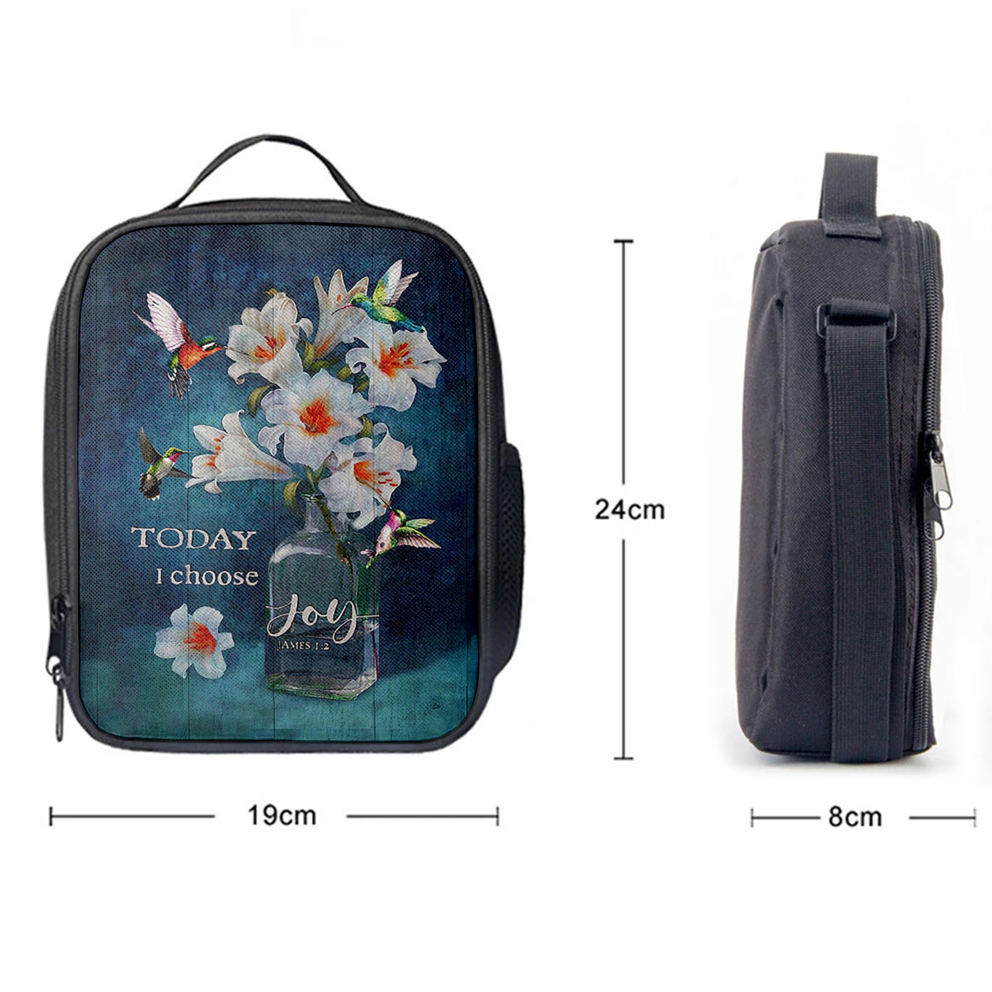 Today I Choose Joy Lily Hummingbird, Lunchbag Lunch Bag, Bible Verse Lunch Bag, Inspirational Art, Christian Lunchbag