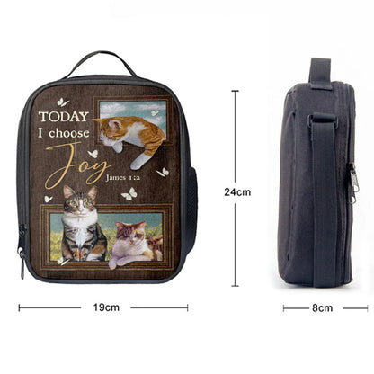Today I Choose Joy Pretty Cat Yellow Daisy Field Lunch Bag, Inspirational Lunch Bag, Christian Lunch Bag