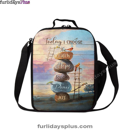 Today I Choose Joy Rock Red Cardinal Lunch Bag, Inspirational Lunch Bag, Christian Lunch Bag