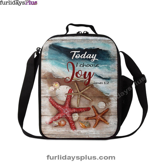 Today I Choose Joy Starfish Blue Ocean Lunch Bag, Inspirational Lunch Bag, Christian Lunch Bag