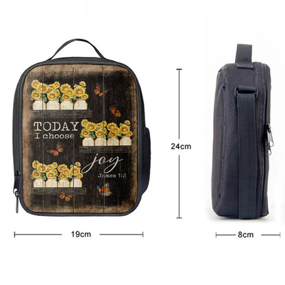 Today I Choose Joy Sunflower Orange Butterfly Lunchbag Lunch Bag, Bible Verse Lunch Bag, Inspirational Art, Christian Lunchbag