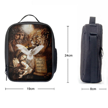 Trust In The Lord Lunchbag, The Life Of Jesus Lion Dove Lunchbag Lunch Bag, Bible Verse Lunch Bag, Inspirational Art, Christian Lunchbag