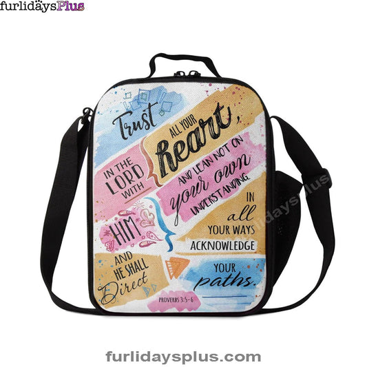 Trust In The Lord With All Your Heart Proverbs 35-6 Bible Verse Lunchbag Art, Bible Verse Lunchbag, Scripture Lunch Bag