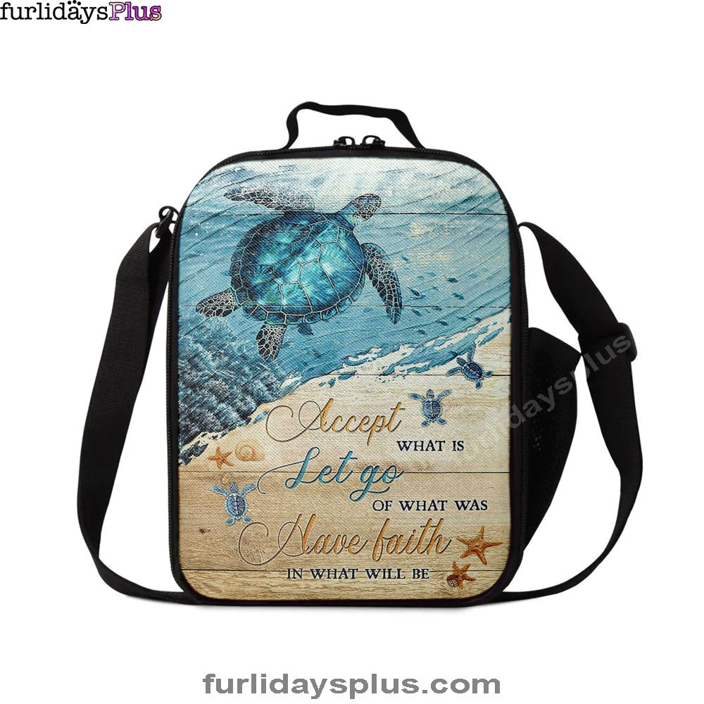 Turtle Accept Let Go Have Faith Lunch Bag, Christian Art, Bible Verse Lunch Bag
