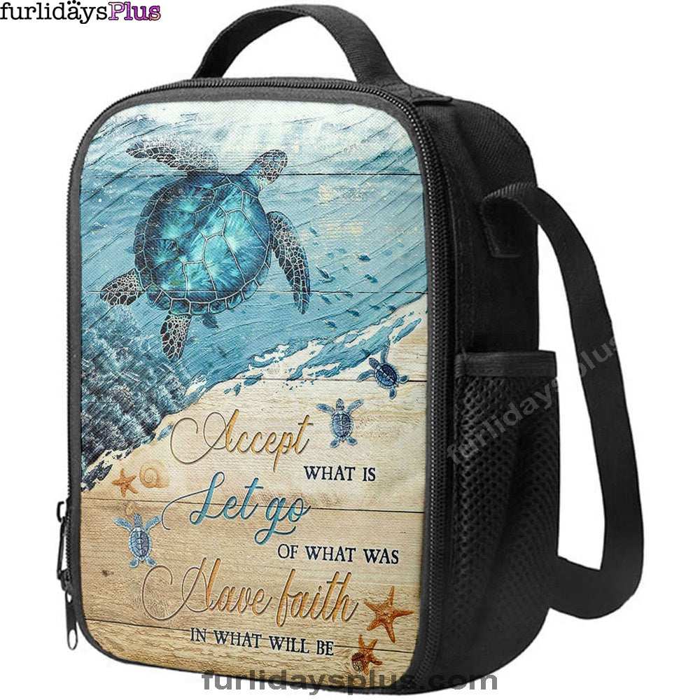 Turtle Accept Let Go Have Faith Lunch Bag, Christian Art, Bible Verse Lunch Bag