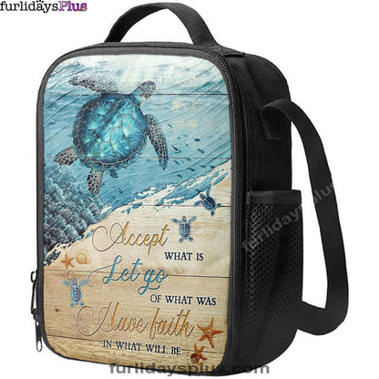 Turtle Accept Let Go Have Faith Lunch Bag, Christian Art, Bible Verse Lunch Bag