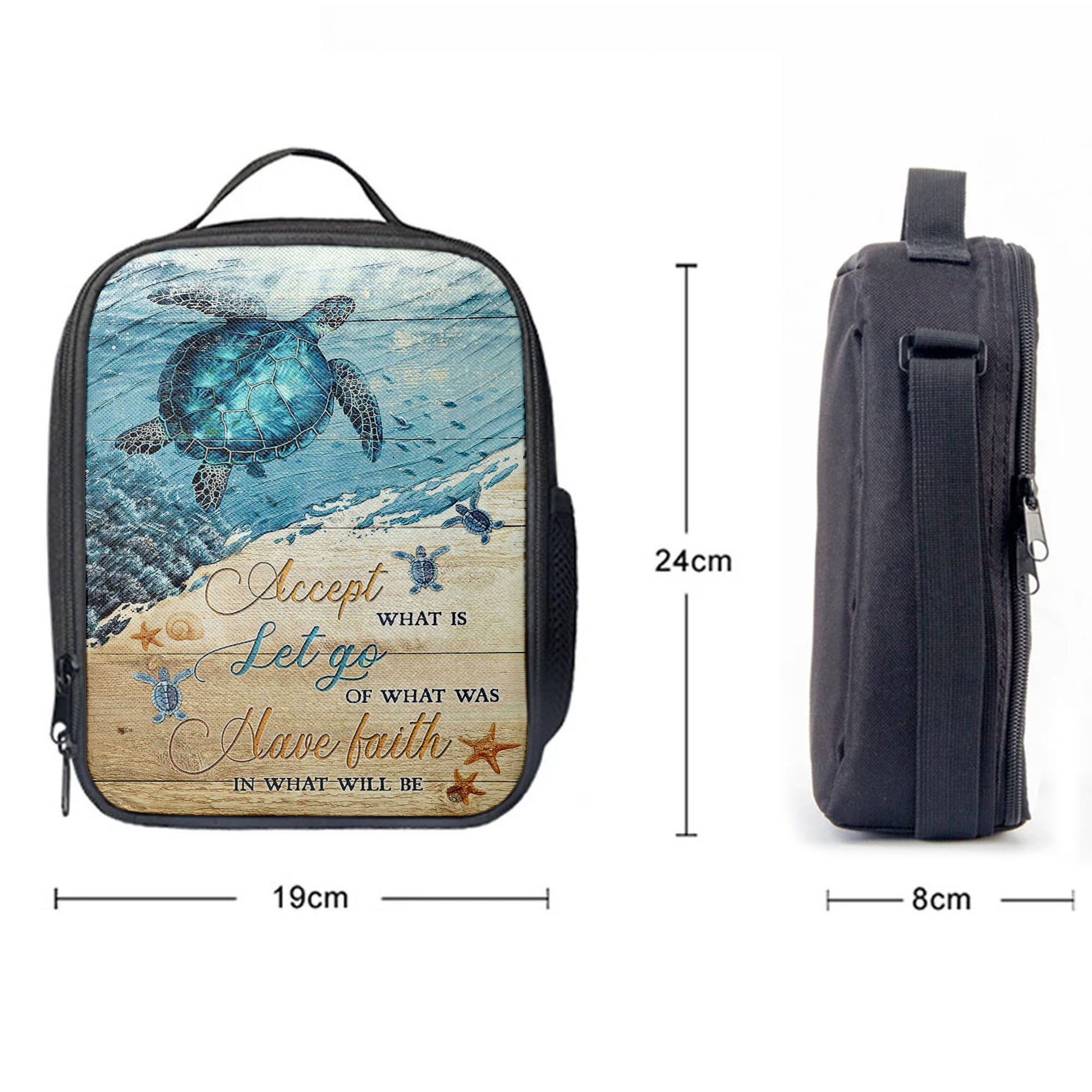 Turtle Accept Let Go Have Faith Lunch Bag, Christian Art, Bible Verse Lunch Bag