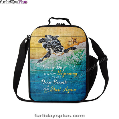 Turtle Every Day Is A New Beginning Lunch Bag, Inspirational Lunch Bag, Christian Lunch Bag