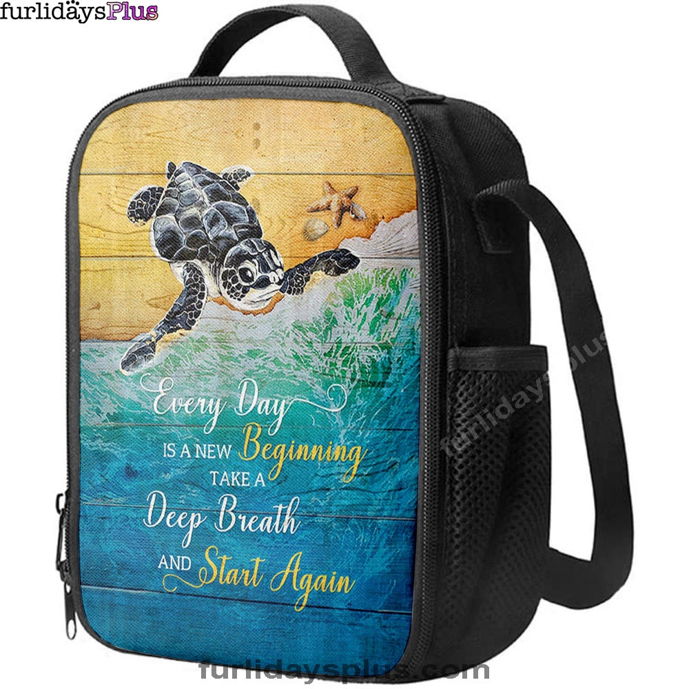 Turtle Every Day Is A New Beginning Lunch Bag, Inspirational Lunch Bag, Christian Lunch Bag