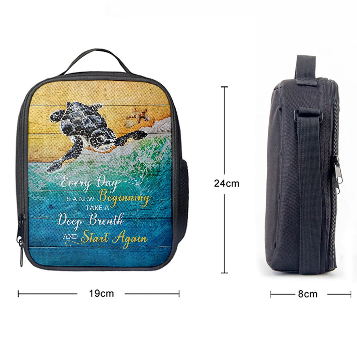 Turtle Every Day Is A New Beginning Lunch Bag, Inspirational Lunch Bag, Christian Lunch Bag