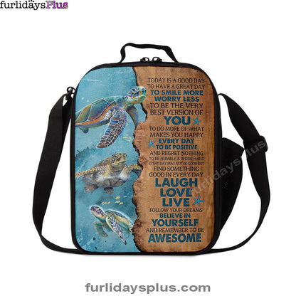Turtle Today Is A Good Day To Have A Great Day Lunch Bag, Christian Art, Bible Verse Lunch Bag