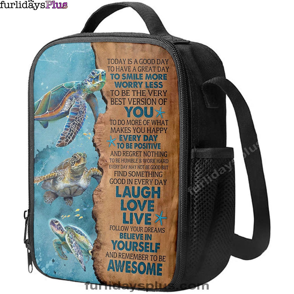 Turtle Today Is A Good Day To Have A Great Day Lunch Bag, Christian Art, Bible Verse Lunch Bag