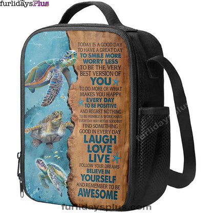 Turtle Today Is A Good Day To Have A Great Day Lunch Bag, Christian Art, Bible Verse Lunch Bag