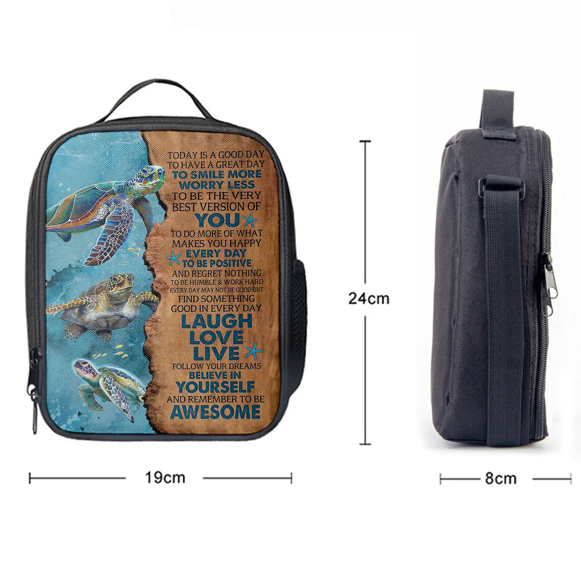 Turtle Today Is A Good Day To Have A Great Day Lunch Bag, Christian Art, Bible Verse Lunch Bag