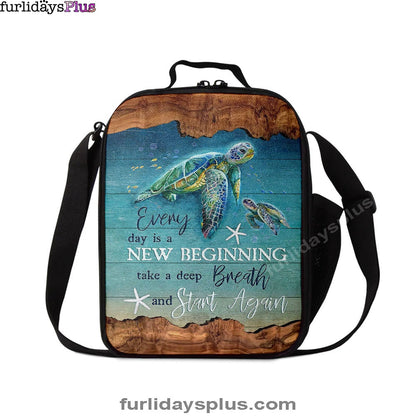 Turtle Under The Ocean Everyday Is A New Beginning Lunch Bag, Christian Art, Bible Verse Lunch Bag