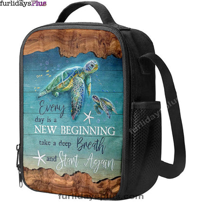 Turtle Under The Ocean Everyday Is A New Beginning Lunch Bag, Christian Art, Bible Verse Lunch Bag