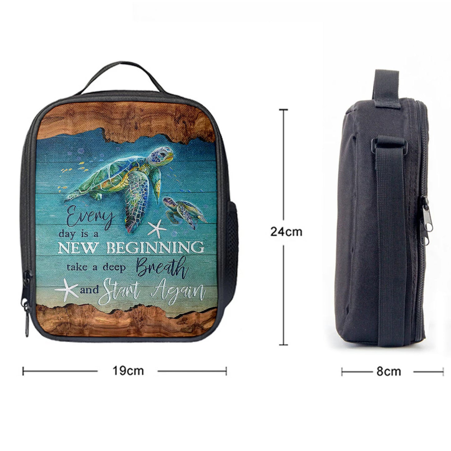 Turtle Under The Ocean Everyday Is A New Beginning Lunch Bag, Christian Art, Bible Verse Lunch Bag