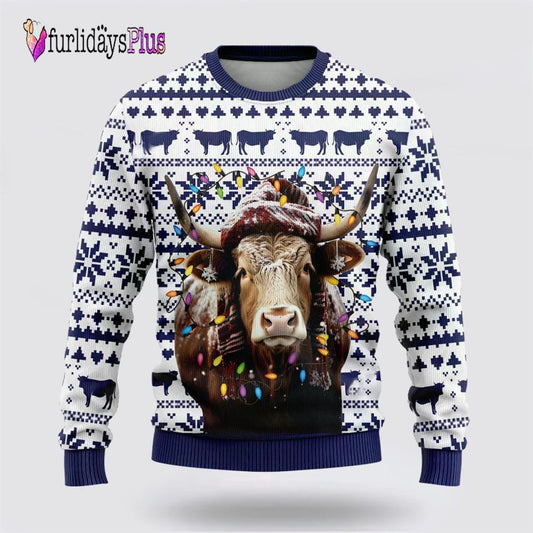 Tx Longhorn Cow Ugly Christmas Sweaters For Men Women, Christmas Gift, Christmas Winter Fashion, Farmers Sweater
