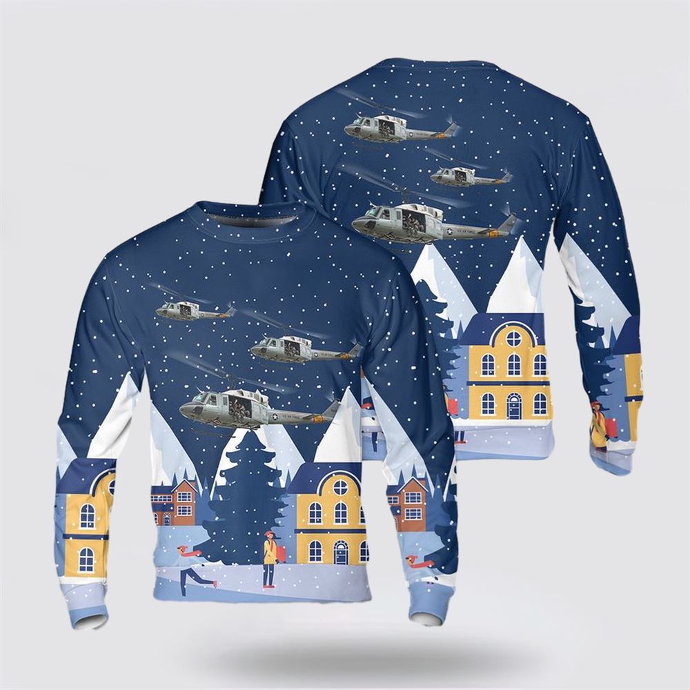US Air Force Bell UH-1N Twin Huey 3D Sweater, Sweater For Military Personnel