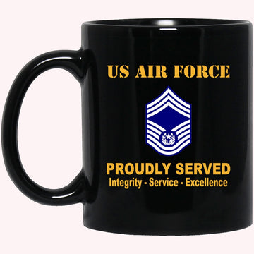 US Air Force E-9 Chief Master Sergeant Of The Air Force E9 CMSAF Noncommissioned Officer (Special) AF Ranks Proudly Served Black Mug