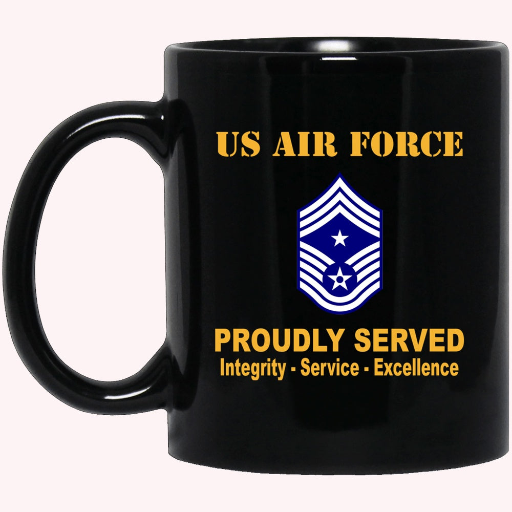 US Air Force E-9 Command Chief Master Sergeant CCM E9 Noncommissioned Officer Ranks Proudly Served Black Mug