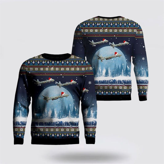 US Air Force General Atomics MQ-9 Reaper Christmas AOP Sweater, Sweater For Military Personnel