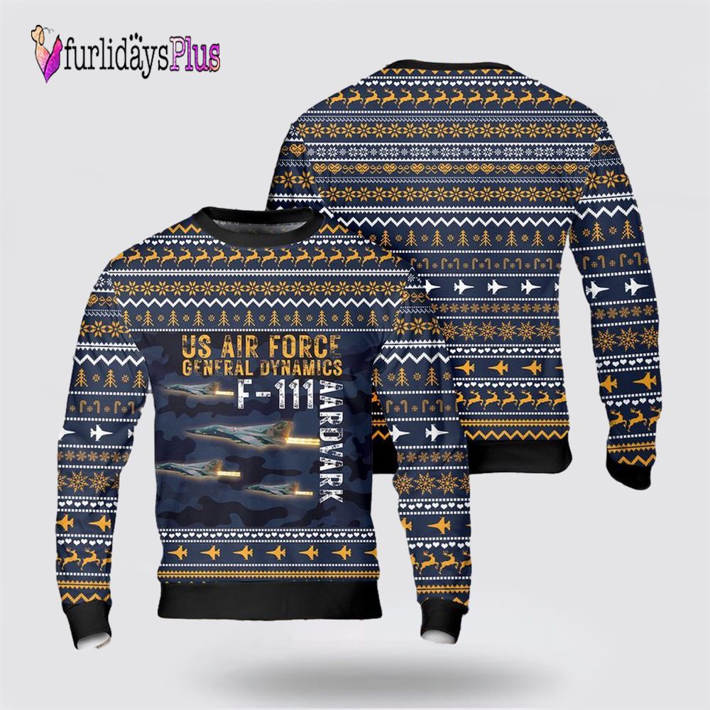 US Air Force General Dynamics F-111 Aardvark Christmas Sweater 3D, Christmas Gift For Military Personnel