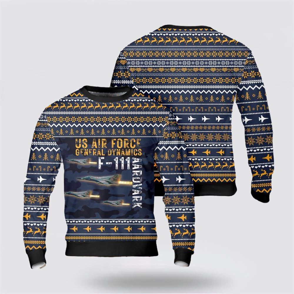 US Air Force General Dynamics F-111 Aardvark Christmas Sweater 3D, Sweater For Military Personnel