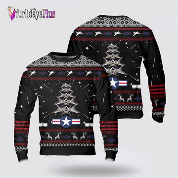 US Air Force General Dynamics F-111 Aardvark Christmas Tree AOP Sweater, Christmas Gift For Military Personnel