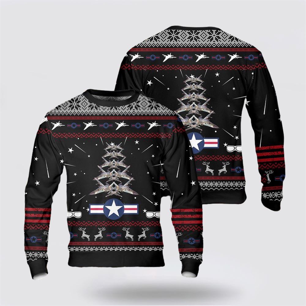 US Air Force General Dynamics F-111 Aardvark Christmas Tree AOP Sweater, Sweater For Military Personnel