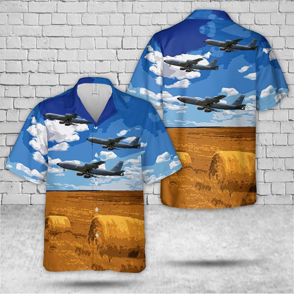 US Air Force Hawaiian Shirt, Nebraska 173d Air Refueling Squadron Boeing KC-135 Stratotanker Hawaiian Shirt