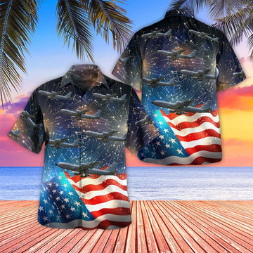 US Air Force Hawaiian Shirt, Nebraska Boeing KC-135R Stratotanker 59-1495, 4th Of July Hawaiian Shirt