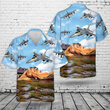US Air Force Hawaiian Shirt, South Dakota General Dynamics F-16 Fighting Falcon Hawaiian Shirt