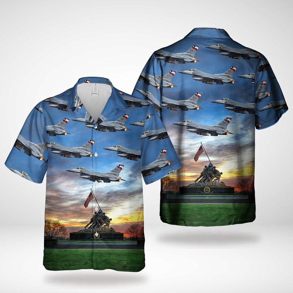 US Air Force Hawaiian Shirt, Texas 149th Fighter Wing General Dynamics F-16C Fighting Falcon (401) Hawaiian Shirt