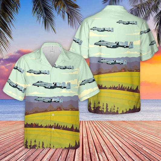 US Air Force Hawaiian Shirt, USAF 104th Fighter Squadron Maryland A-10 Thunderbolt II Hawaiian Shirt