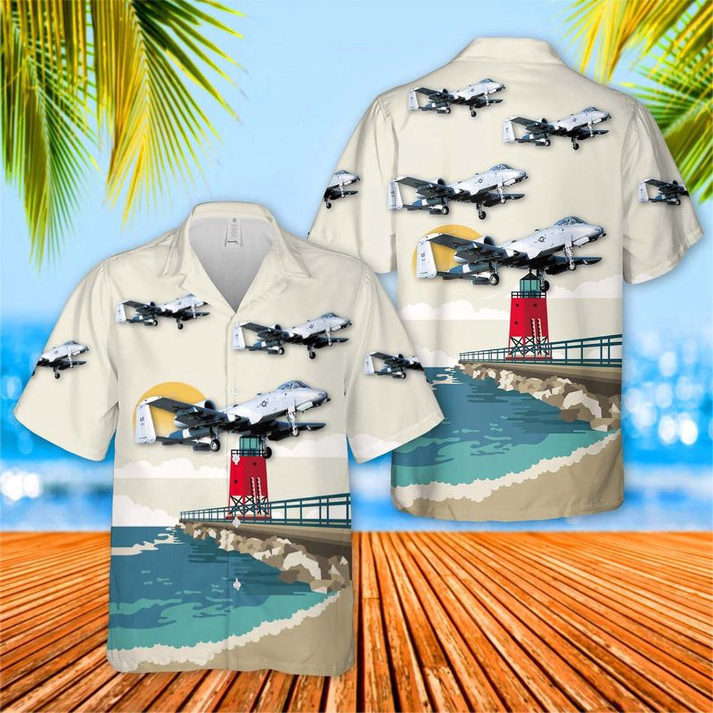 US Air Force Hawaiian Shirt, USAF 127th Wing 107th Fighter Squadron A-10C Thunderbolt II Hawaiian Shirt