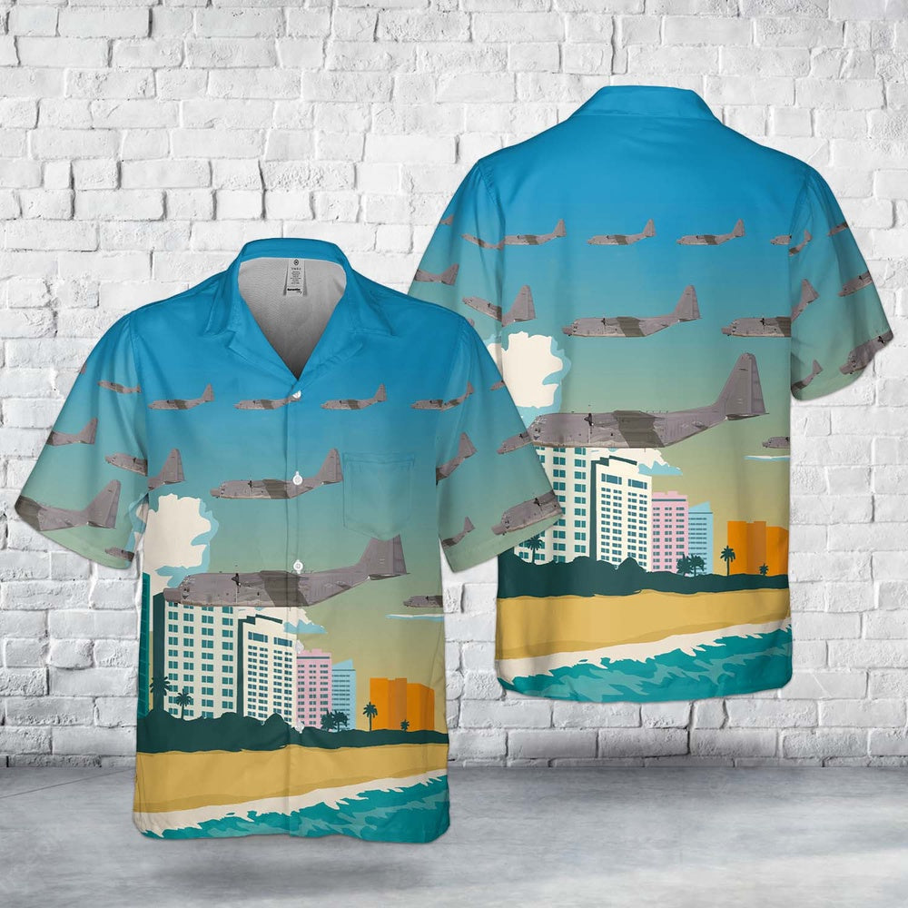 US Air Force Hawaiian Shirt, USAF 15th Special Operations Squadron MC-130H Combat Talon II Pocket Hawaiian Shirt