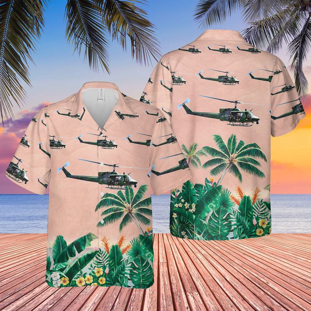 US Air Force Hawaiian Shirt, USAF 40th Helicopter Squadron Bell UH-1 Iroquois Hawaiian Shirt