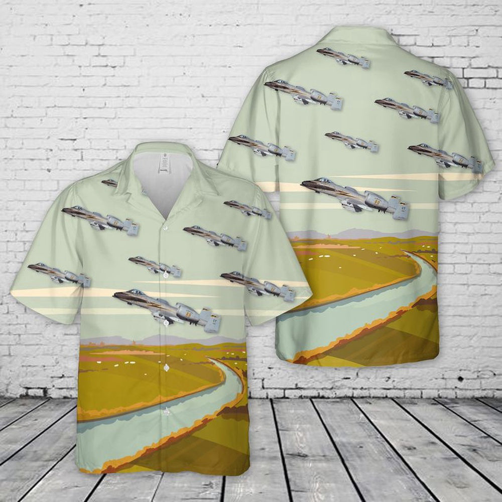 US Air Force Hawaiian Shirt, USAF A-10A Thunderbolt II 118th Fighter Squadron, 103rd Fighter Wing, Connecticut Hawaiian Shirt