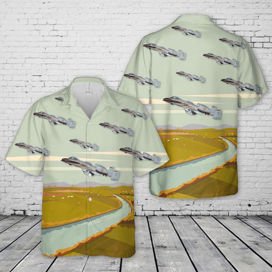US Air Force Hawaiian Shirt, USAF A-10A Thunderbolt II 118th Fighter Squadron, 103rd Fighter Wing, Connecticut Hawaiian Shirt
