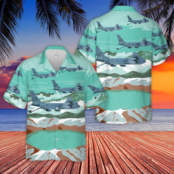 US Air Force Hawaiian Shirt, USAF Alaska 168th Air Refueling Squadron Boeing KC-135R Stratotanker Hawaiian Shirt