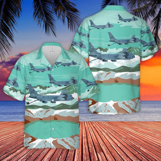 US Air Force Hawaiian Shirt, USAF Alaska 168th Air Refueling Squadron Boeing KC-135R Stratotanker Hawaiian Shirt