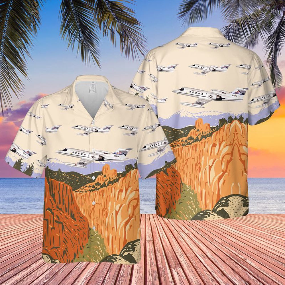 US Air Force Hawaiian Shirt, USAF Colorado 200th Airlift Squadron C-21A Learjet Hawaiian Shirt